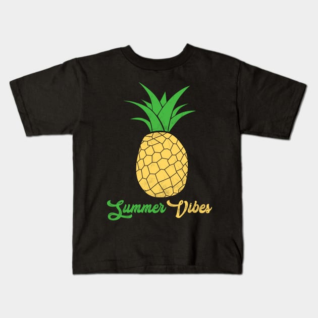 Summer Vibes Pineapple Kids T-Shirt by Imutobi